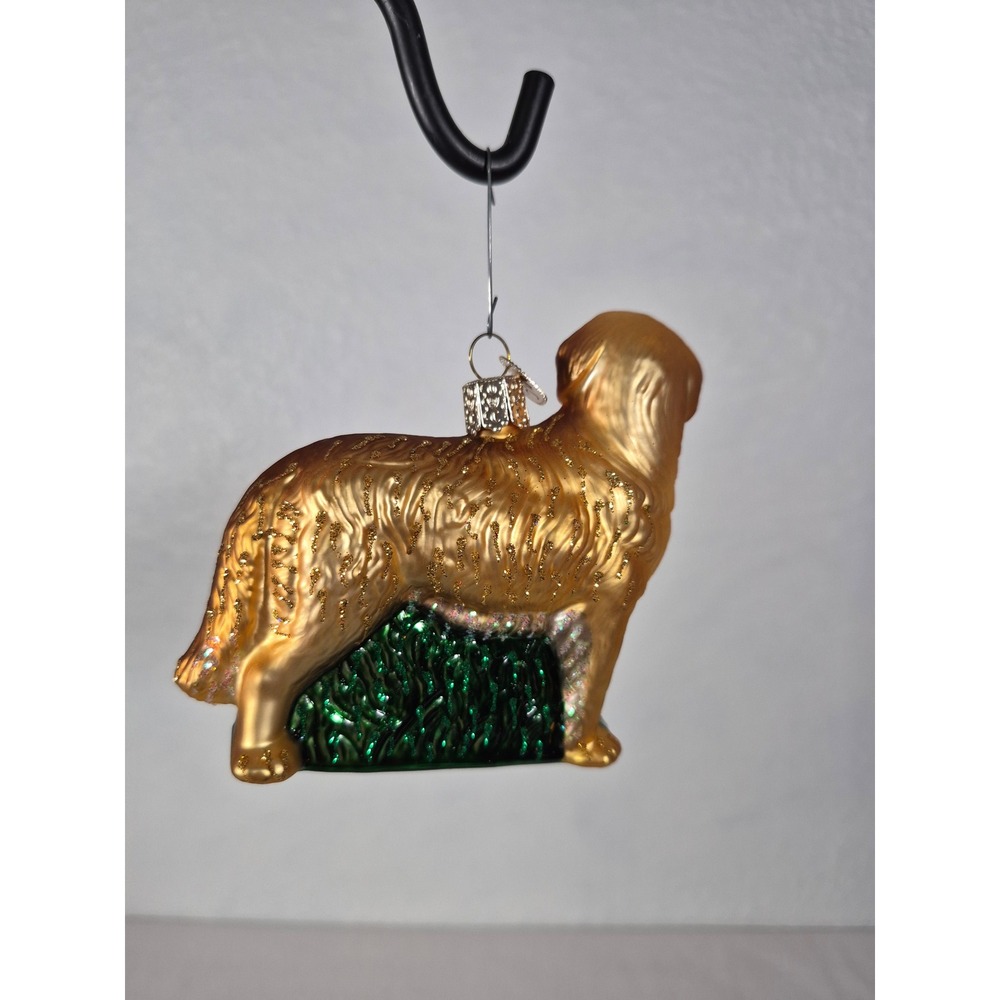 Old World Christmas Golden Retriever Dog Blown Glass Ornament With Glitter - Picture 3 of 7